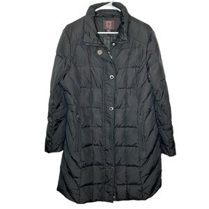 Anne Klein‎ Down Puffer Coat Women's Large Black Long Line Winter Warm